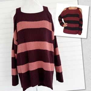 Love Scarlett striped open shoulder sweater Size Large